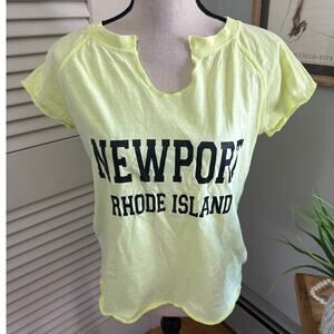 NEWPORT RHODE ISLAND Womens T-Shirt Small Neon Yellow Casual New England